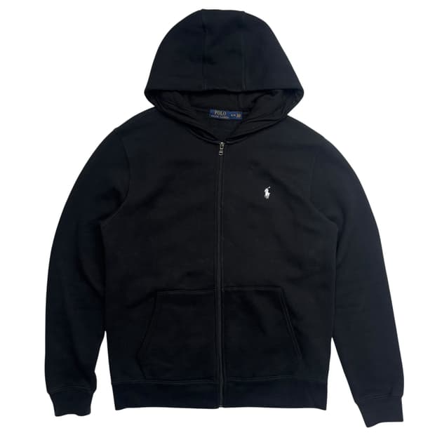 폴로 랄프 로렌 화이트 포니 블랙 후드집업 XL