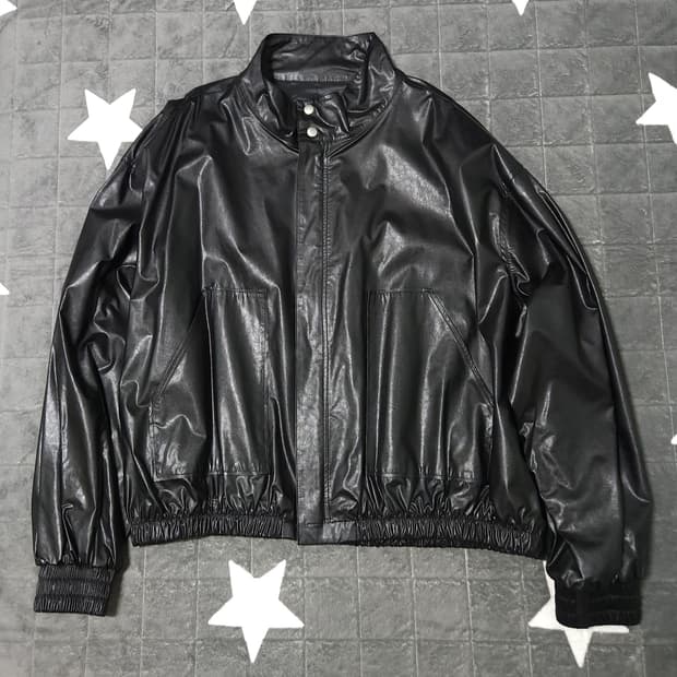 도프제이슨 비건 레더 플리츠 필드 자켓 XL