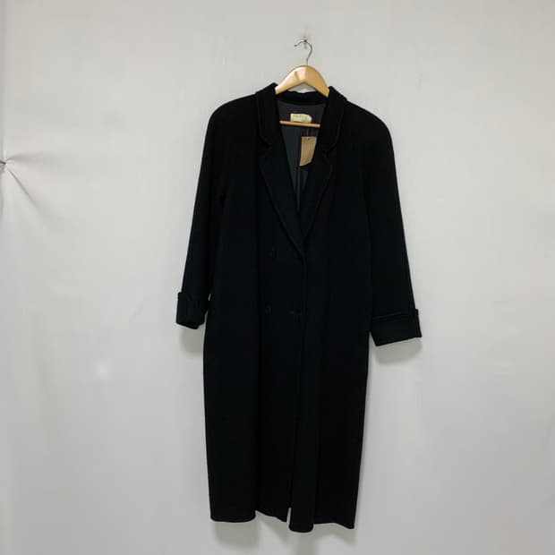 FERRAT 빈티지 캐시미어 100% 블랙 롱 코트 남녀공용