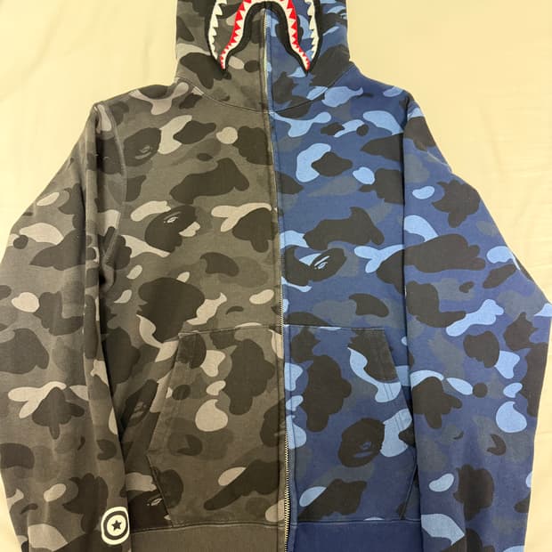 베이프 세퍼레이트 샤크 후드집업 블랙 블루