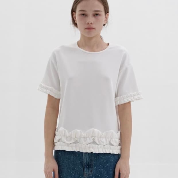 코스모스 러플 반팔 티셔츠 M