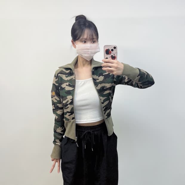 마자플라바 y2k 카모 크롭 트랙 자켓