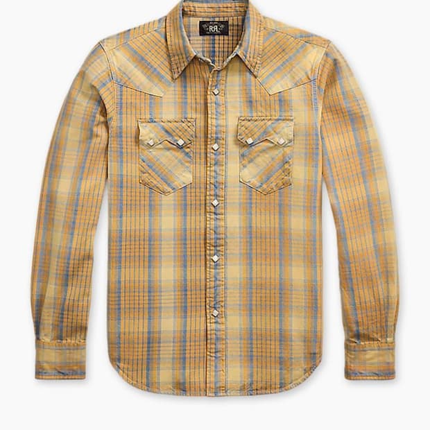 RRL 슬림핏 체크 웨스턴 셔츠