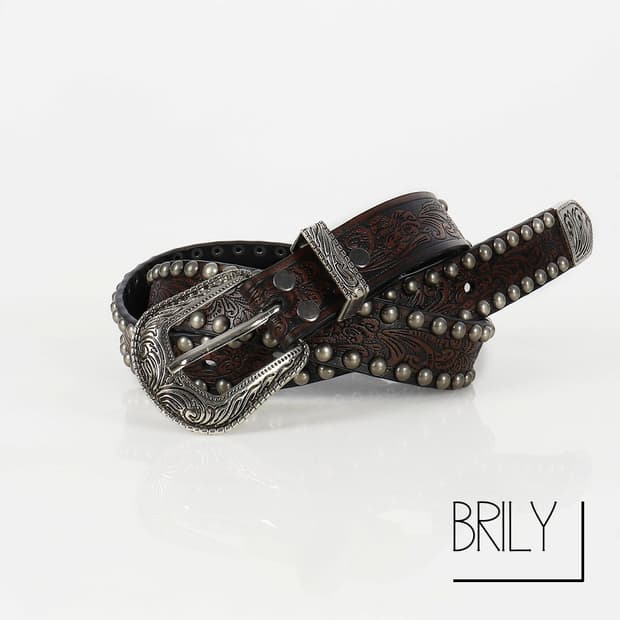 [Unisex] BIN2 엔틱 에스닉 클래식 웨스턴 가죽 벨트