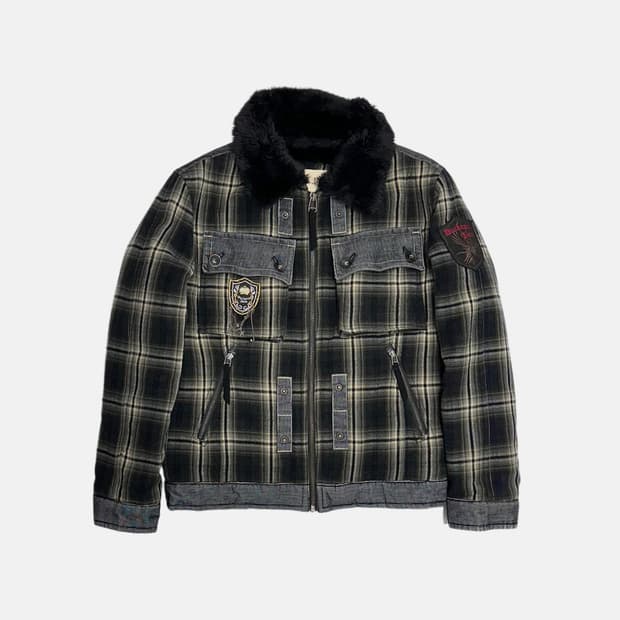버커루 buckaroo 빈티지 체크 쉐르파 자켓