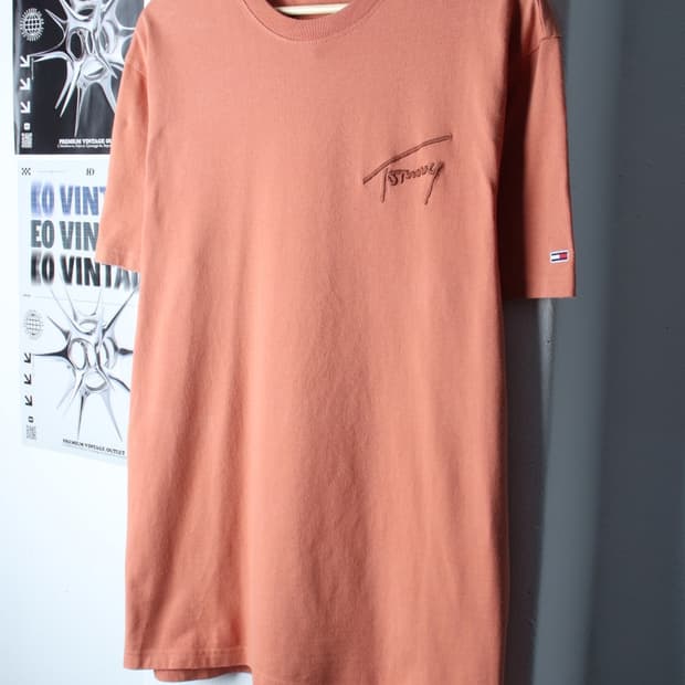 (L-XL) 타미힐피거 반팔 티셔츠 자수로고 살구색 올드스쿨-H30187