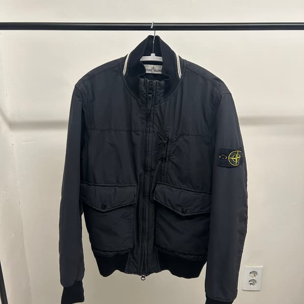 (95) 스톤아일랜드 코튼 나일론 립스탑 블루종 자켓