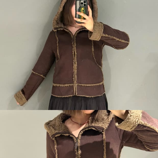 kawaii fur line detail fleece hood jk