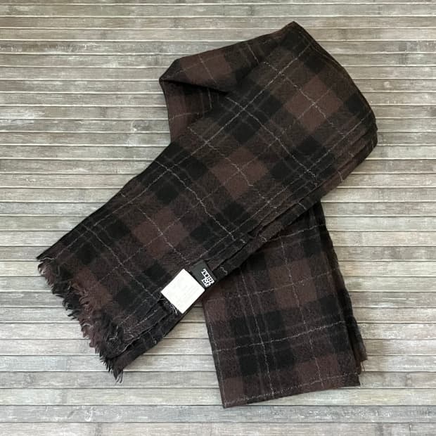 Vintage brown check wool muffler