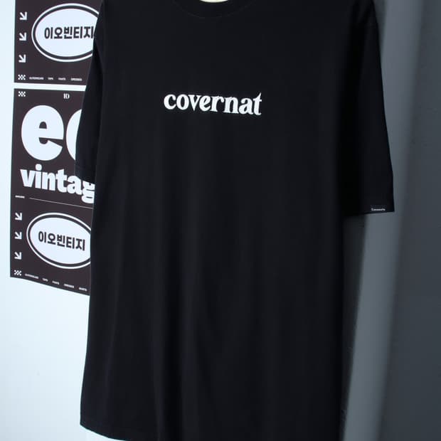 (L-XL) 커버낫 반팔 티셔츠 오버핏 레터링 블랙 올드스쿨-H35101