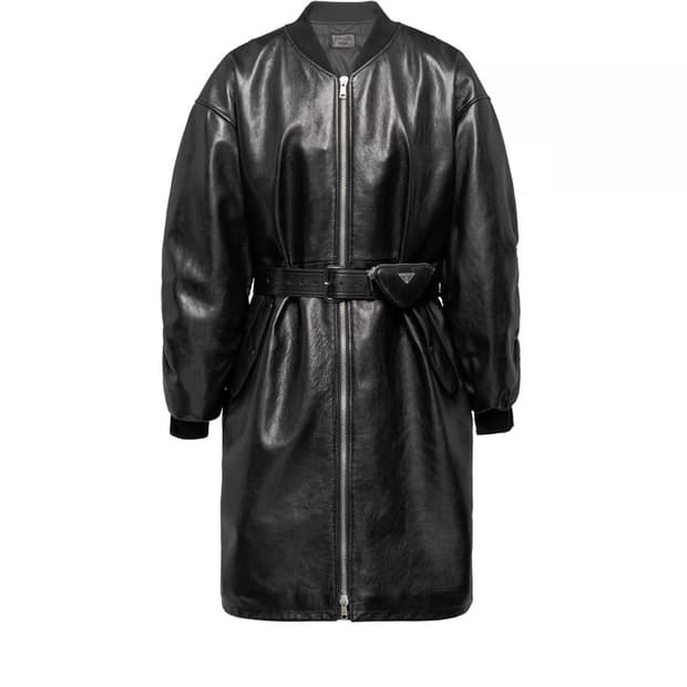 프라다 라프시몬스 고트레더 봄버 코트