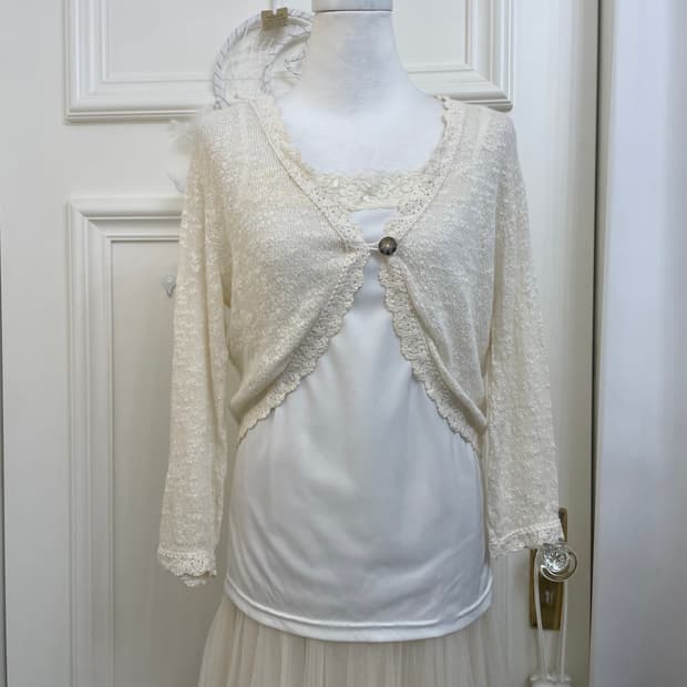 ivory one-button fairy buccle cardigan&l