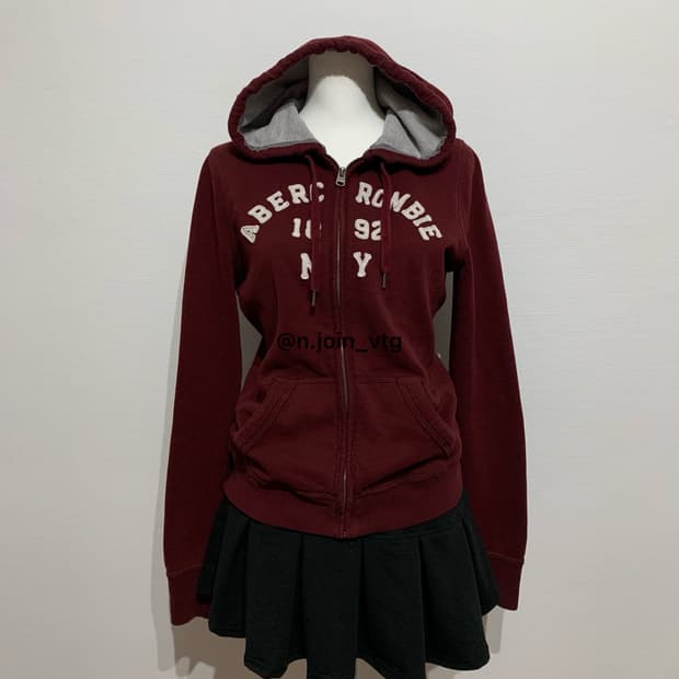 아베크롬비 버건디 후드집업