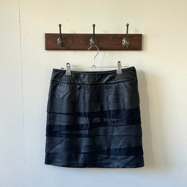 D’DEMOO 레이더드 레더 스커트