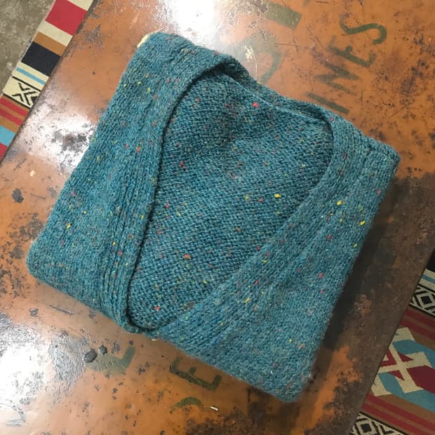 VTG 빈티지 청록 보카시 울 가디건 남성 110 여성 오버핏