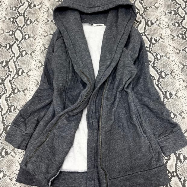 Vintage Grey Side Zipper Detail Hooded