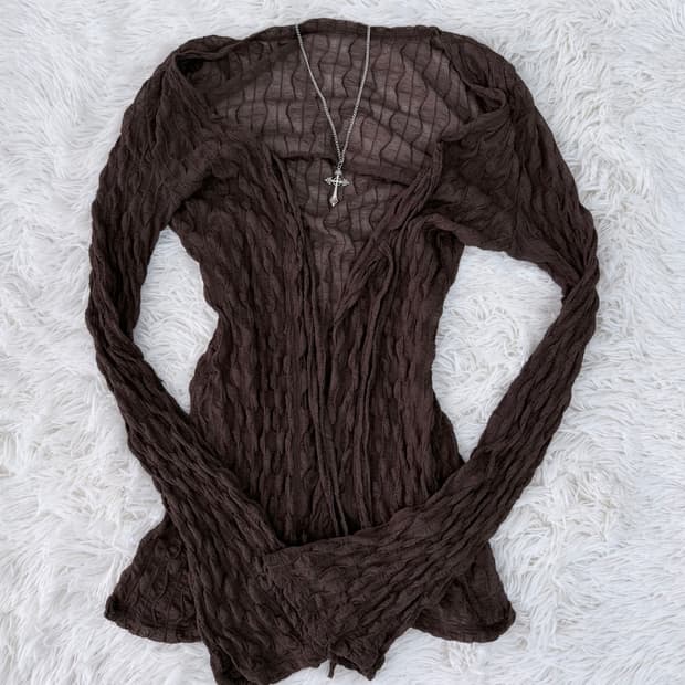 브라운 레이스 가디건