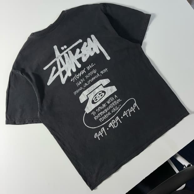 Stussy  스투시 올드폰 피그먼트 다이드 블랙 반팔티셔츠 