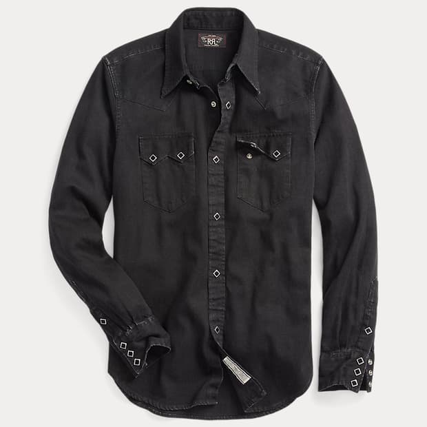 RRL 웨스턴 블랙 데님셔츠
