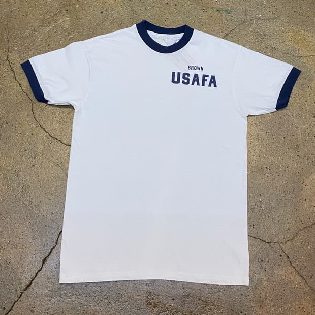 미국빈티지 브라운 USAFA 링거 반팔 티셔츠