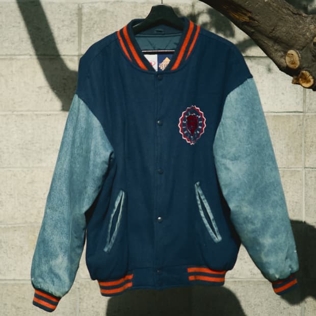 90s Logo Athletic NFL 데님&울 바시티 자켓