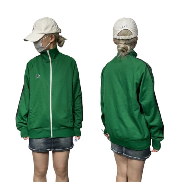 프레드페리 딥 그린 초록색 오버핏 트랙탑 져지 S