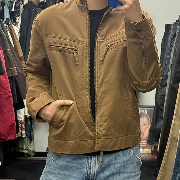 리바이스 캔버스 코튼 라이더 워크 자켓 하이넥 집업 바이커 100 L