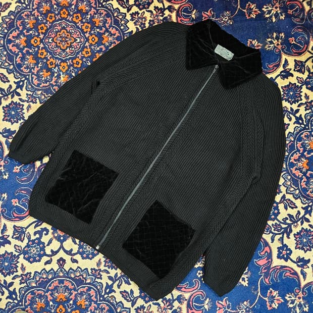 Critina Mazzonett 버진울 100% 벨루어 블럭 집업가디건