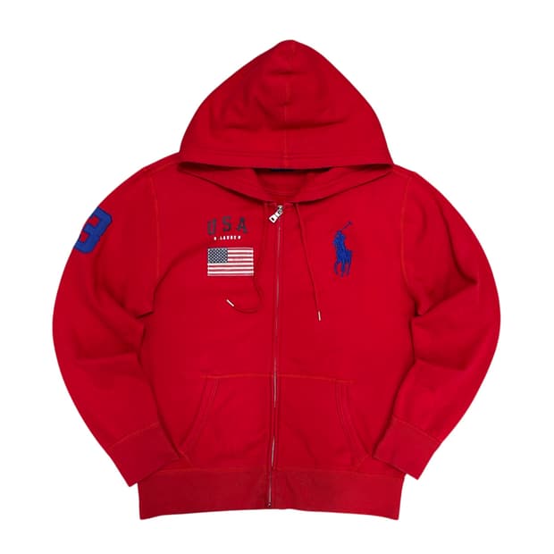 폴로 우먼스 빅포니 성조기 후드집업(L)