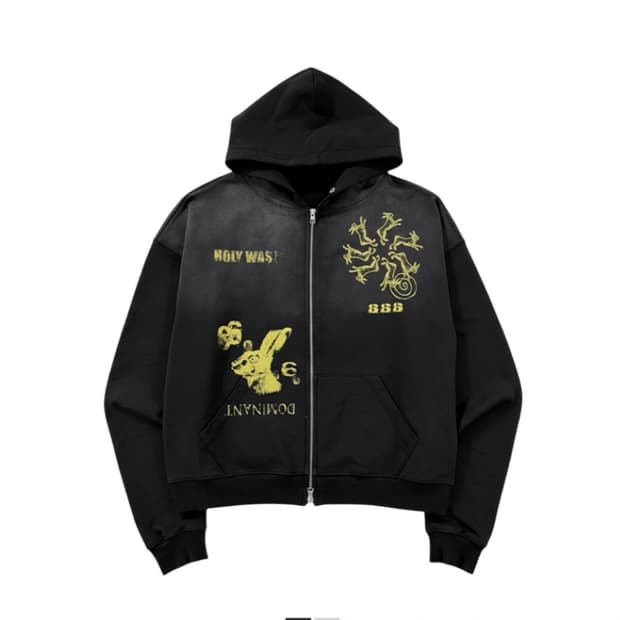 666 Hare Hoodie Zip-Up_Black L사이즈