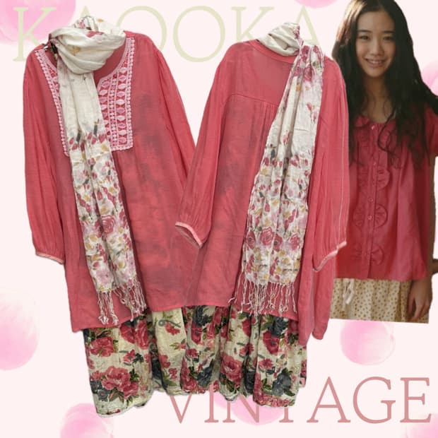 🌷하구미의 핑크 코디세트🌷머플러 플라워 모리걸 원피스 에스닉 