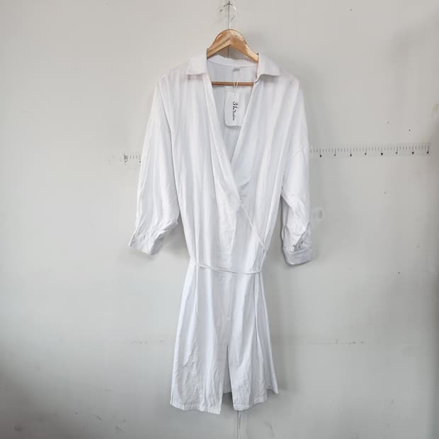 31. 패션 랩 스타일 화이트 셔츠 원피스