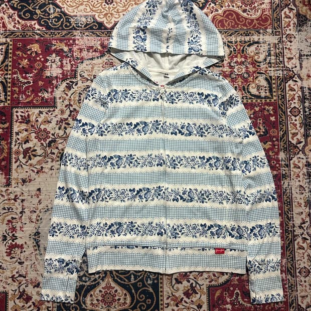 그린 게이트 코펜하겐 x 유니클로 플로럴 체크 후드집업