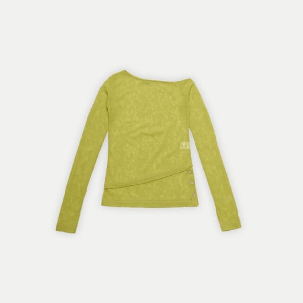 콜로신스 Layered Vintage Button T-Shirt Lime