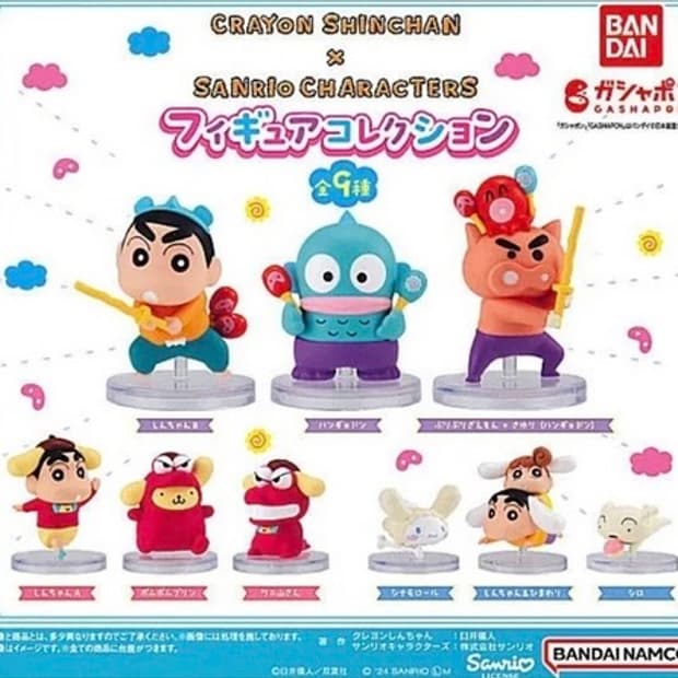 (6종 일괄)산리오 짱구 크레용 신짱 콜라보 피규어 폼폼푸린 시나모롤