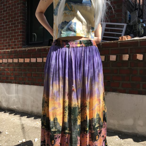 선셋 그라데이션 아트 스커트