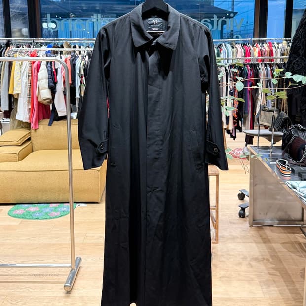 요지 야마모토 블랙 롱 코트 