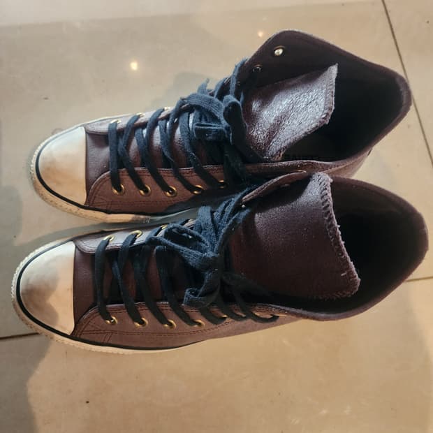 CONVERSE 컨버스 하이 브라운 레더 스니커즈 팜 275 운동화 슈즈