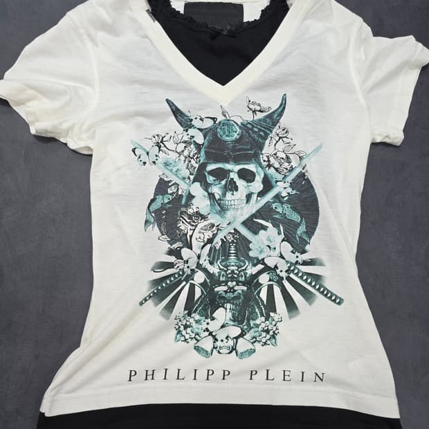 Philipp Plein V넥 Born to win samurai 티셔츠