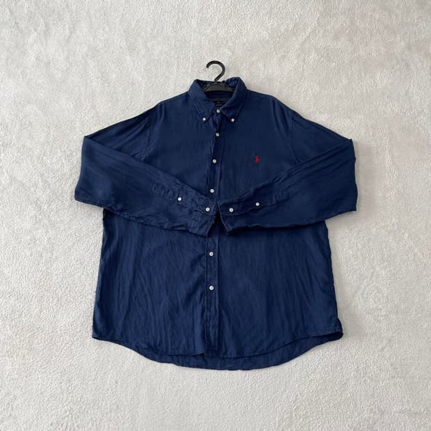 XL 폴로 린넨 클래식핏 셔츠 네이비