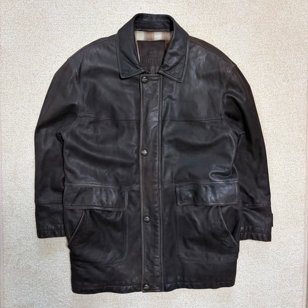 100) 00s 산양가죽 램스킨 필드자켓 브라운 레더카코트