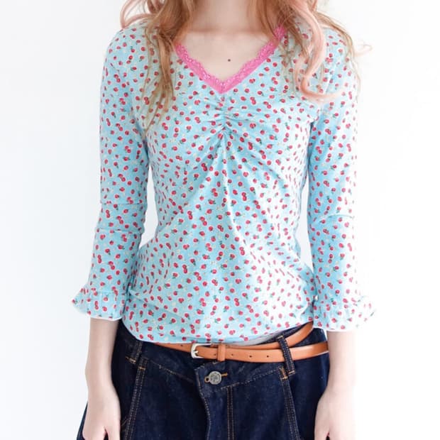 샵페어리 스트로우베리 민트 탑 새상품