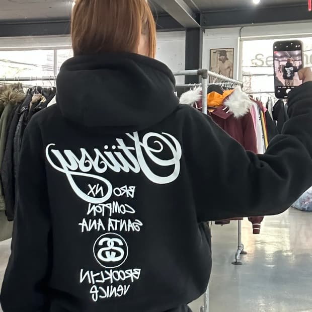 스투시 월드투어 후드티 블랙 