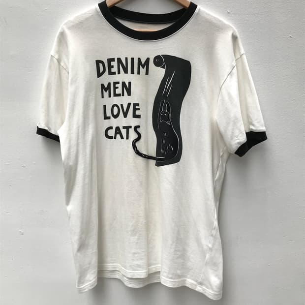 KAPITAL  denim men love cats ringer T