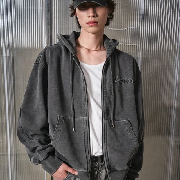 엘무드 LMOOD LEGACY 피스 다이드 후드 집업 패치워크