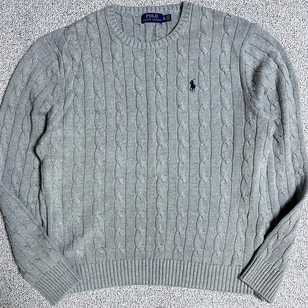 폴로 그레이 꽈배기 니트