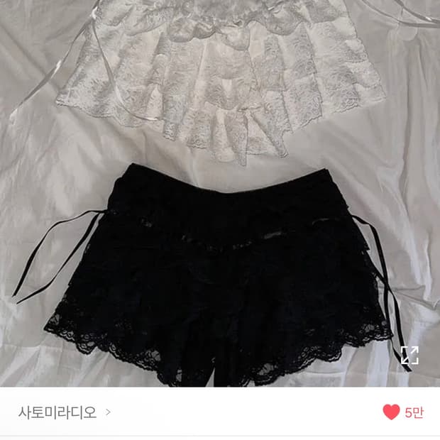 사토미라디오) Tiered Lace Shorts BK F