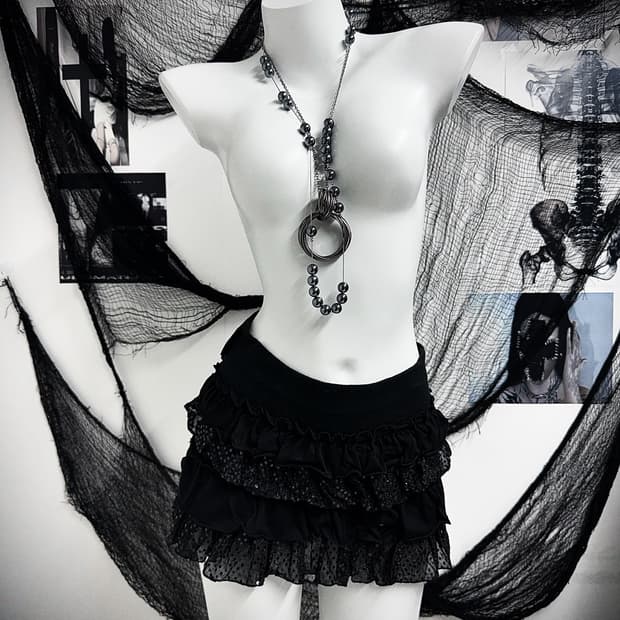 00s punk frill detailed mini skirt