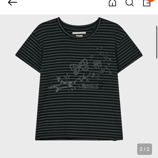 타입서비스 차콜 스트라이프 큐빅 리본 핫 픽스 반팔