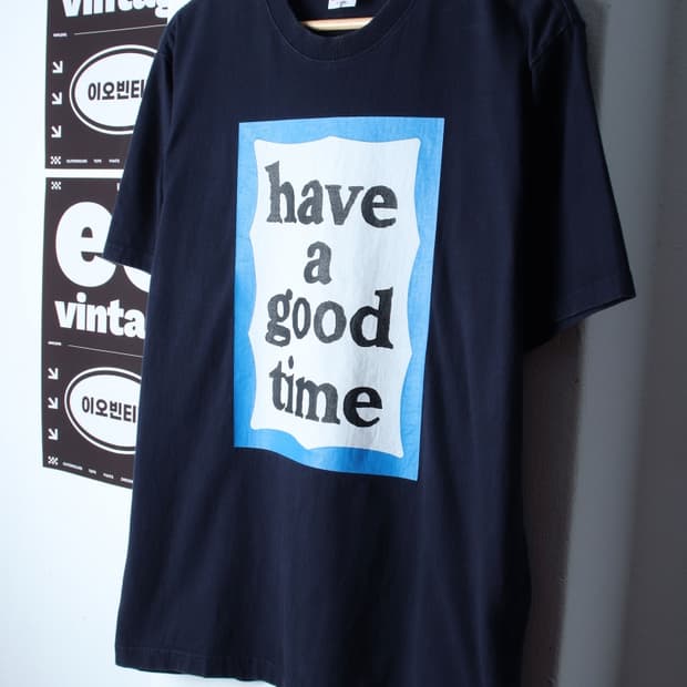 (XL-2XL) 해브어굿타임 반팔 티셔츠 빅로고 네이비-H3H33745